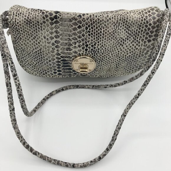 Elliott Lucca Gray Snakeskin Leather Style Pocket Double Handle Shoulder Bag - Picture 4 of 16